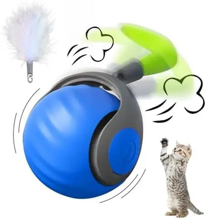 Pelota interactiva para gatos con cola de plumas FeliDrops