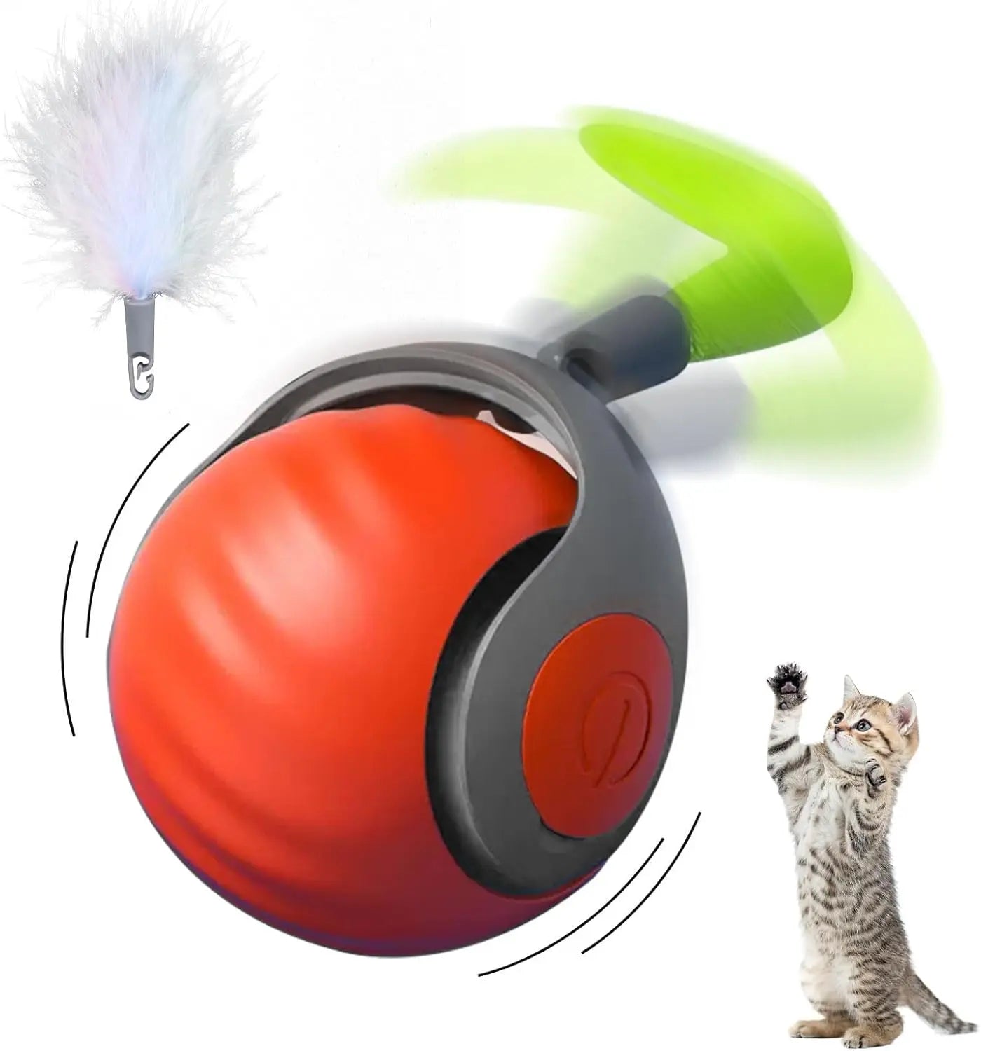 Pelota interactiva para gatos con cola de plumas FeliDrops