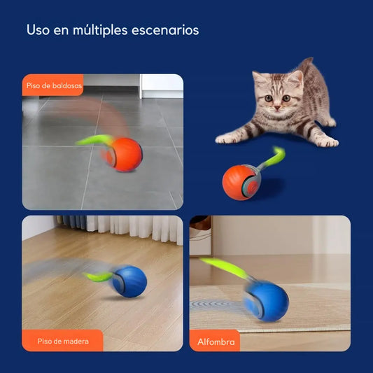 Pelota interactiva para gatos con cola de plumas FeliDrops